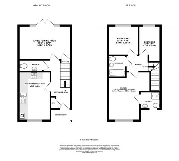 Floor Plan Image for 3 Bedroom Semi-Detached House for Sale in Buckingham Close, Exmouth