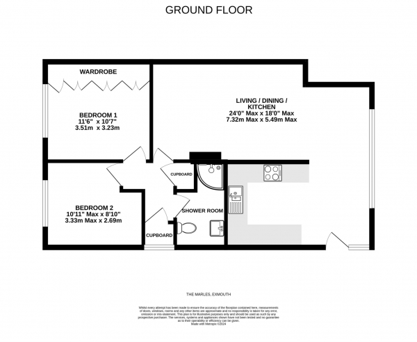 Floor Plan Image for 2 Bedroom Semi-Detached Bungalow for Sale in The Marles, Exmouth