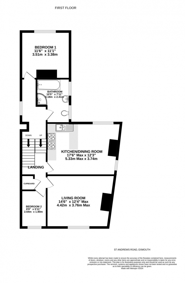 Floor Plan Image for 2 Bedroom Flat for Sale in St Andrews Road, Exmouth