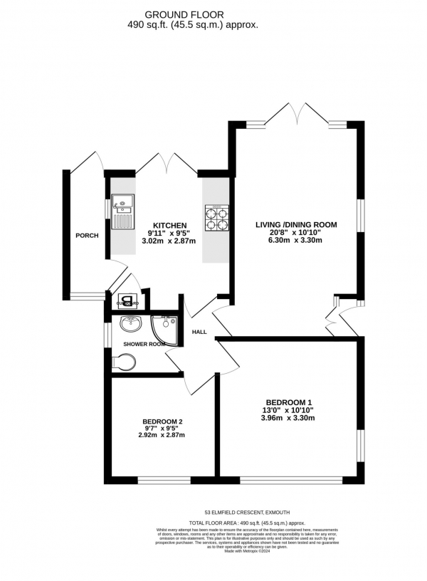 Floor Plan Image for 2 Bedroom Detached Bungalow for Sale in Elmfield Crescent, Exmouth