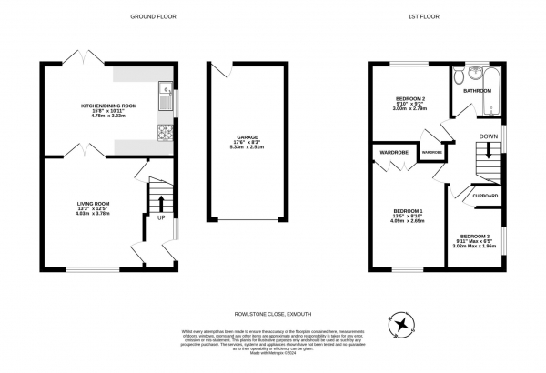 Floor Plan Image for 3 Bedroom Semi-Detached House for Sale in Rowlstone Close, Exmouth