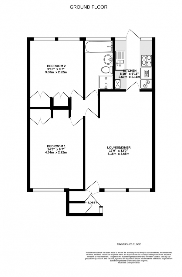 Floor Plan Image for 2 Bedroom Bungalow for Sale in Travershes Close, Exmouth