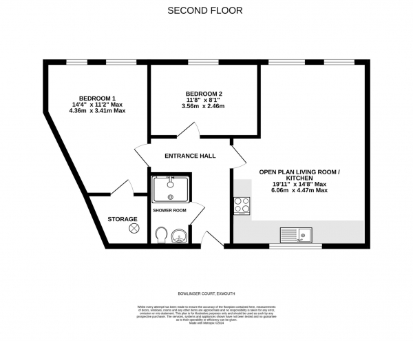 Floor Plan Image for 2 Bedroom Flat for Sale in Bowlinger Court, Queen Street