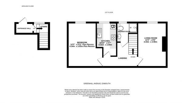 Floor Plan Image for 1 Bedroom Flat for Sale in Greenhill Avenue, Exmouth