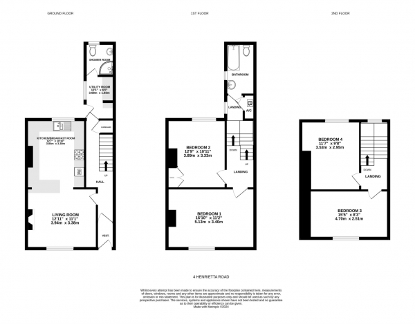 Floor Plan Image for 4 Bedroom Terraced House for Sale in Henrietta Road, Exmouth