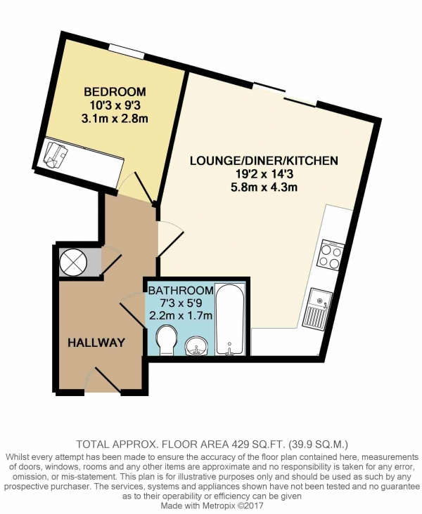 Floor Plan Image for 1 Bedroom Apartment for Sale in Knightstone Causeway, Weston-super-Mare