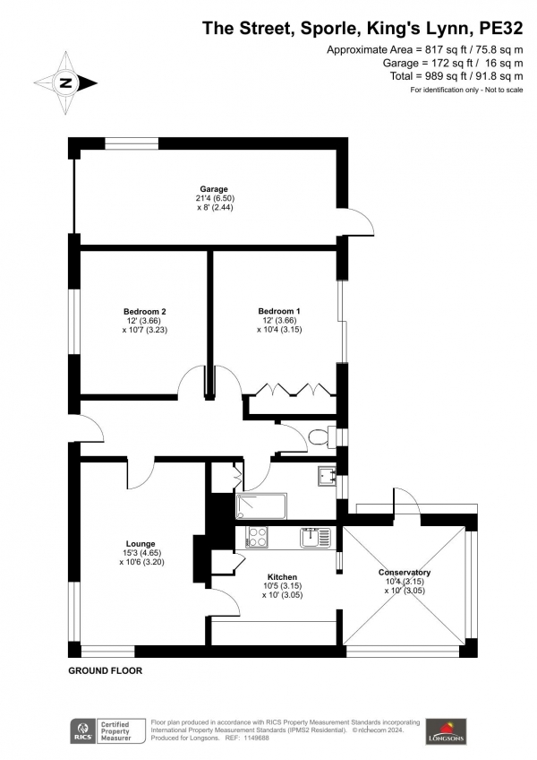 Floor Plan Image for 2 Bedroom Detached Bungalow for Sale in The Street, Sporle