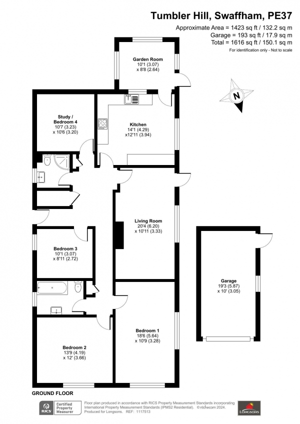 Floor Plan Image for 4 Bedroom Detached Bungalow for Sale in Tumbler Hill, Swaffham