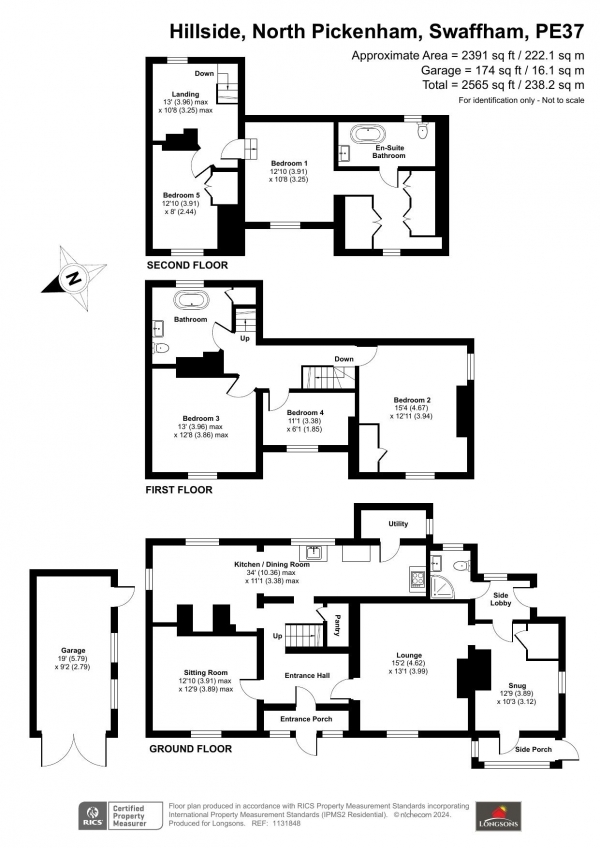 Floor Plan for 5 Bedroom Detached House for Sale in Hillside, North Pickenham, North Pickenham, PE37, 8JZ - Offers Over &pound750,000