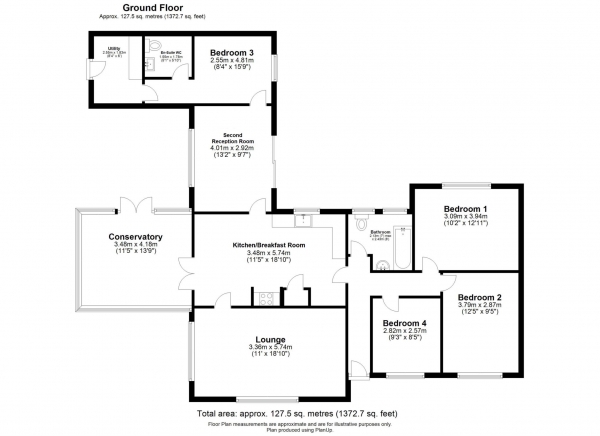 Floor Plan for 4 Bedroom Detached Bungalow for Sale in Newfields, Sporle, Sporle, PE32, 2UA - Offers in Excess of &pound320,000