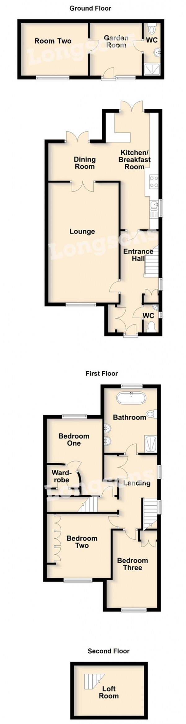 Floor Plan for 4 Bedroom Semi-Detached House to Rent in The Oaklands, Swaffham, PE37, 7EN - £323 pw | £1400 pcm