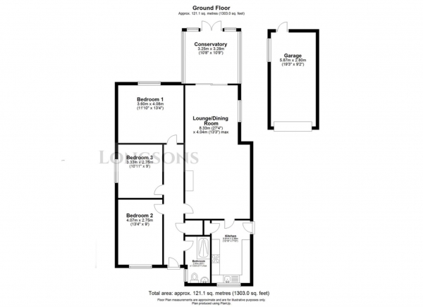 Floor Plan Image for 3 Bedroom Detached Bungalow for Sale in Westfields, Narborough