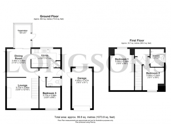 Floor Plan for 3 Bedroom Detached House for Sale in Wroxham Avenue, Swaffham, PE37, 7SD - Guide Price &pound250,000