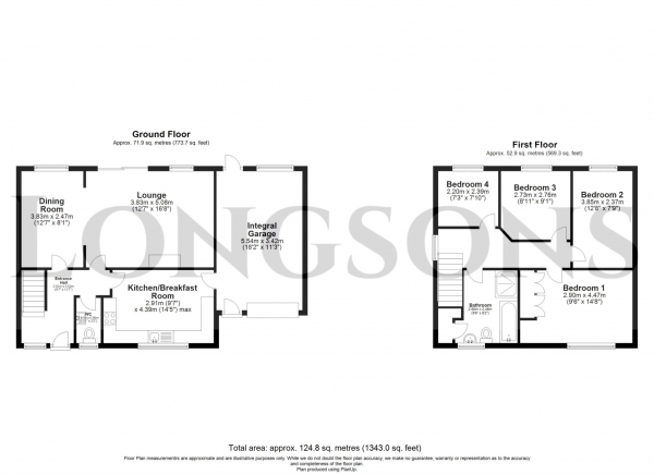 Floor Plan for 4 Bedroom Detached House for Sale in The Street, Sporle, Sporle, PE32, 2EA - Guide Price &pound325,000