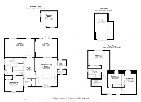 Floor Plan for 4 Bedroom Detached House for Sale in Chantry Lane, Necton, Necton, PE37, 8ES - Guide Price &pound500,000
