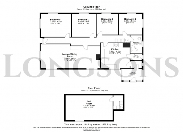 Floor Plan for 4 Bedroom Detached Bungalow for Sale in The Street, Sporle, Sporle, PE32, 2DR - OIRO &pound425,000