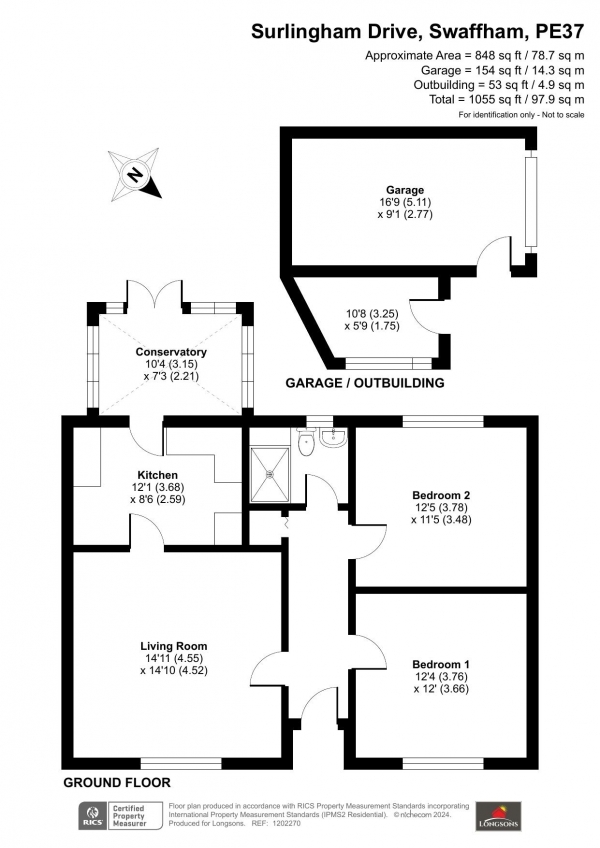 Floor Plan Image for 2 Bedroom Detached Bungalow for Sale in Surlingham Drive, Swaffham