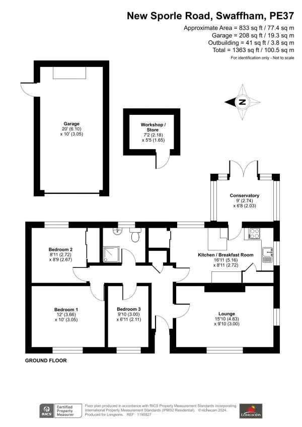 Floor Plan Image for 3 Bedroom Detached Bungalow for Sale in New Sporle Road, Swaffham