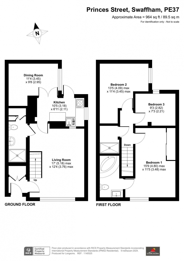 Floor Plan for 3 Bedroom Detached House for Sale in Princes Street, Swaffham, PE37, 7BX -  &pound260,000