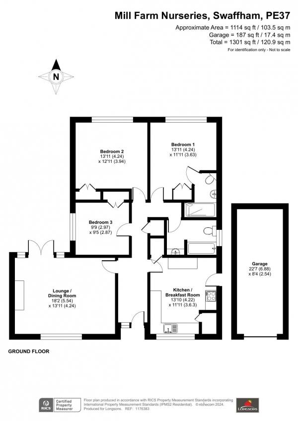 Floor Plan Image for 3 Bedroom Detached Bungalow for Sale in Mill Farm Nurseries, Swaffham