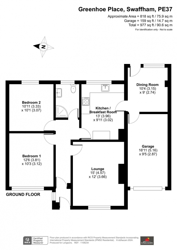 Floor Plan Image for 2 Bedroom Detached Bungalow for Sale in Greenhoe Place, Swaffham