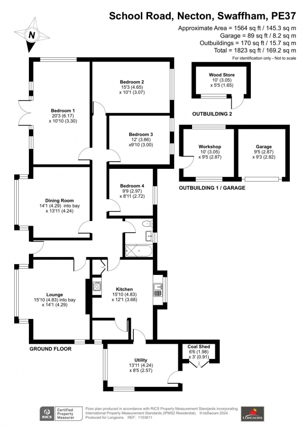 Floor Plan Image for 4 Bedroom Detached Bungalow for Sale in School Road, Necton