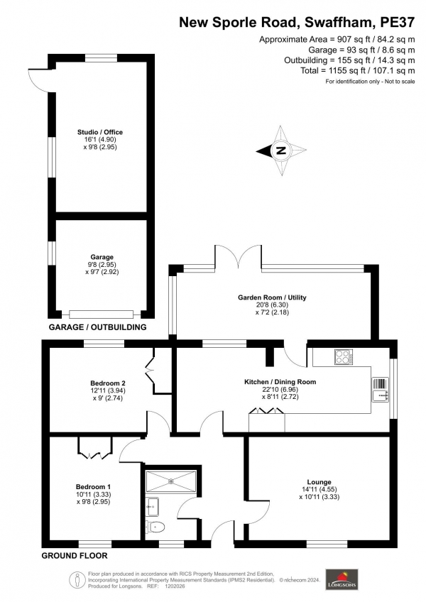 Floor Plan Image for 2 Bedroom Detached Bungalow for Sale in New Sporle Road, Swaffham