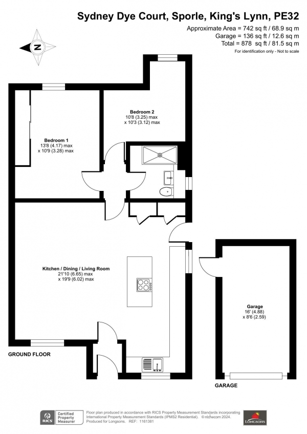 Floor Plan Image for 2 Bedroom Semi-Detached Bungalow for Sale in Sydney Dye Court, Sporle