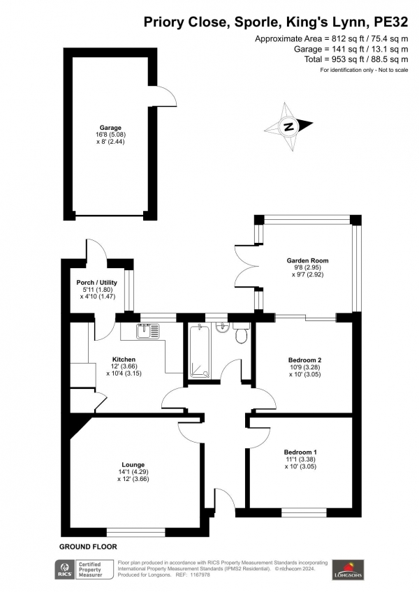 Floor Plan Image for 2 Bedroom Detached Bungalow for Sale in Priory Close, Sporle