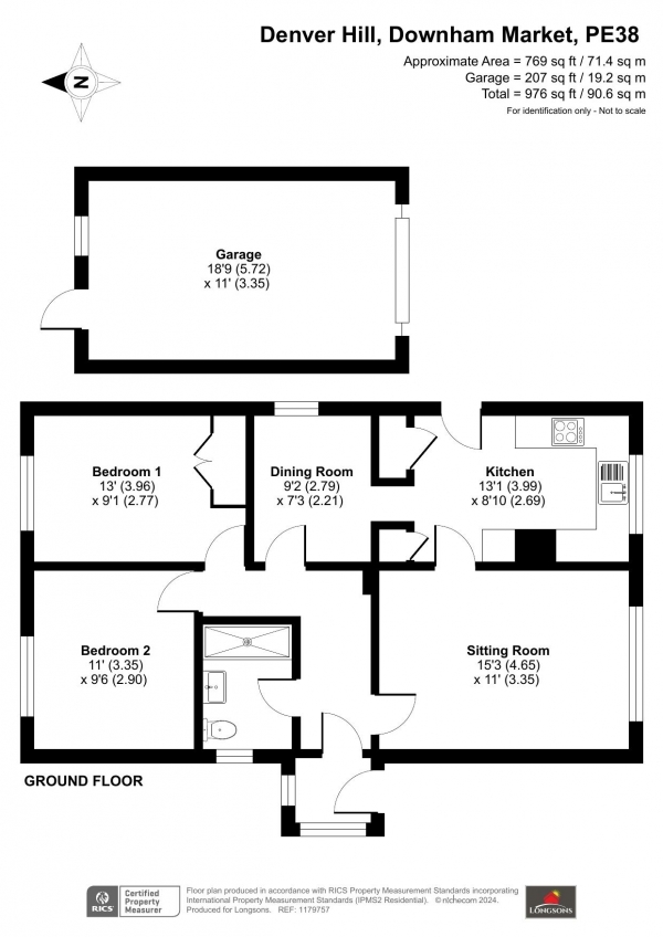 Floor Plan Image for 2 Bedroom Detached Bungalow for Sale in Denver Hill, Downham Market