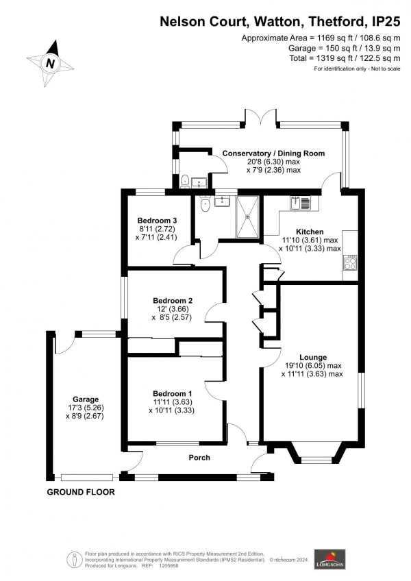 Floor Plan Image for 3 Bedroom Detached Bungalow for Sale in Nelson Court, Watton