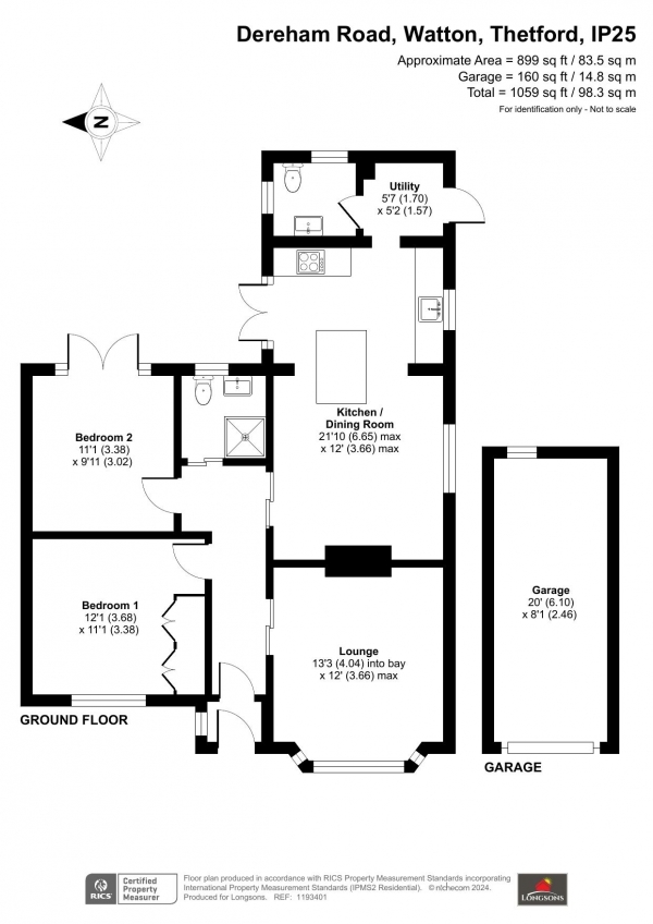 Floor Plan Image for 2 Bedroom Detached Bungalow for Sale in Dereham Road, Watton