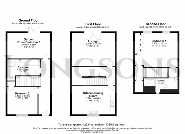 Floor Plan for 3 Bedroom Terraced House for Sale in Fairway Drive, Richmond Park Golf Club, IP25, 6DT - Guide Price &pound190,000