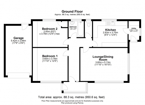 Floor Plan Image for 2 Bedroom Detached House for Sale in The Street, Ovington