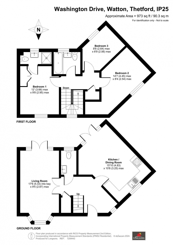 Floor Plan Image for 3 Bedroom Semi-Detached House for Sale in Washington Drive, Carbrooke