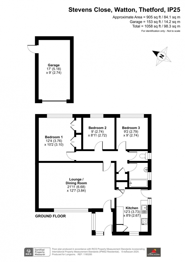 Floor Plan Image for 3 Bedroom Detached Bungalow for Sale in Stevens Close, Watton