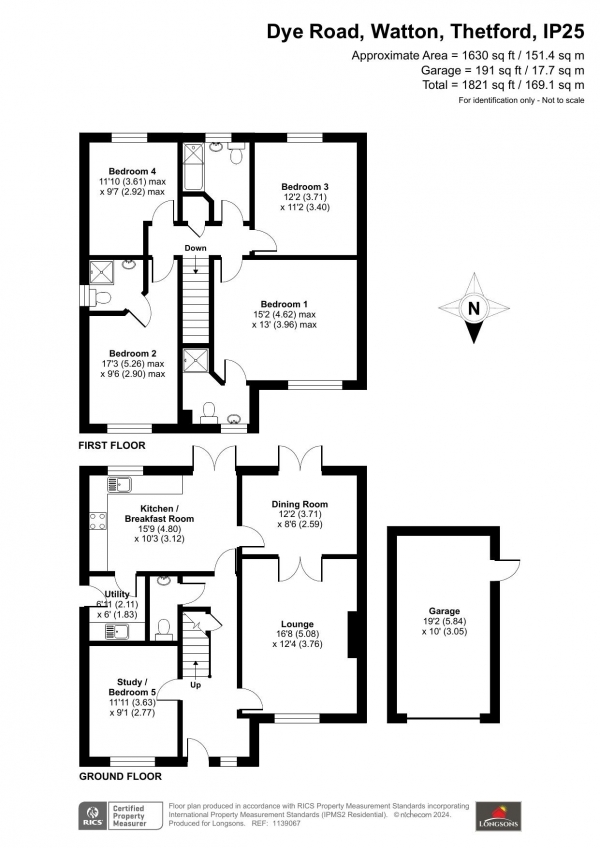 Floor Plan for 4 Bedroom Detached House for Sale in Dye Road, Watton, Watton, IP25, 6YN -  &pound375,000