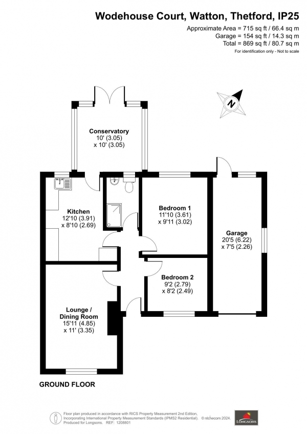 Floor Plan Image for 2 Bedroom Semi-Detached Bungalow for Sale in Wodehouse Court, Watton