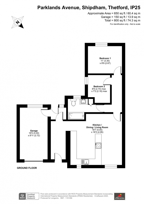 Floor Plan Image for 2 Bedroom Semi-Detached Bungalow for Sale in Parklands Avenue, Shipdham