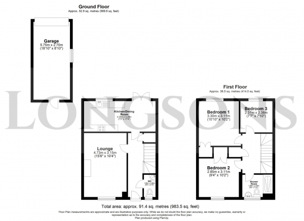 Floor Plan Image for 3 Bedroom Semi-Detached House for Sale in Bluebell Close, Watton