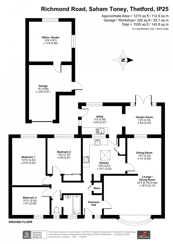 Floor Plan Image for 3 Bedroom Detached Bungalow for Sale in Richmond Road, Saham Toney