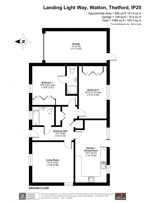 Floor Plan Image for 2 Bedroom Detached Bungalow for Sale in Landing Light Way, Watton