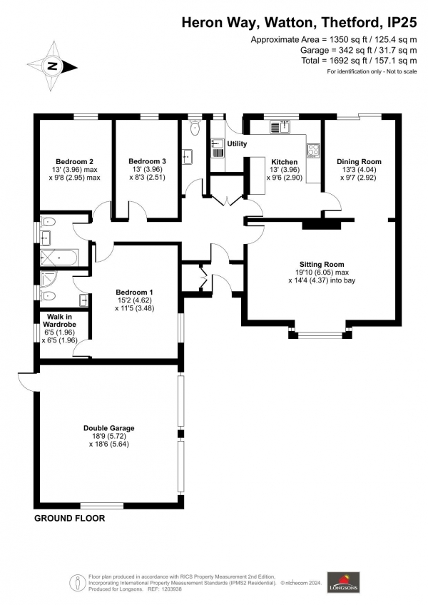 Floor Plan Image for 3 Bedroom Detached Bungalow for Sale in Heron Way, Watton