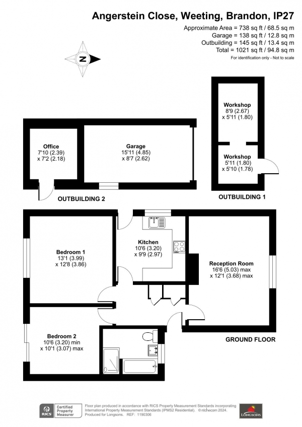 Floor Plan Image for 2 Bedroom Detached Bungalow for Sale in Angerstein Close, Weeting