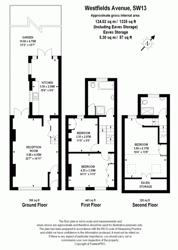 Floor Plan Image for 3 Bedroom Terraced House to Rent in Westfields Avenue, Barnes