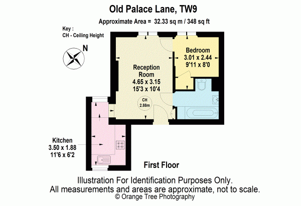 Floor Plan for 1 Bedroom Apartment to Rent in Old Palace Lane, Richmond Green, TW9, 1PG - £392 pw | £1700 pcm