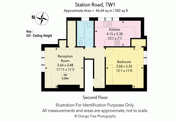 Floor Plan for 1 Bedroom Apartment to Rent in Station Road, Twickenham, TW1, 4LL - £346 pw | £1500 pcm