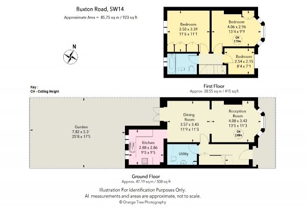 Floor Plan Image for 3 Bedroom Terraced House to Rent in Buxton Road, London, SW14