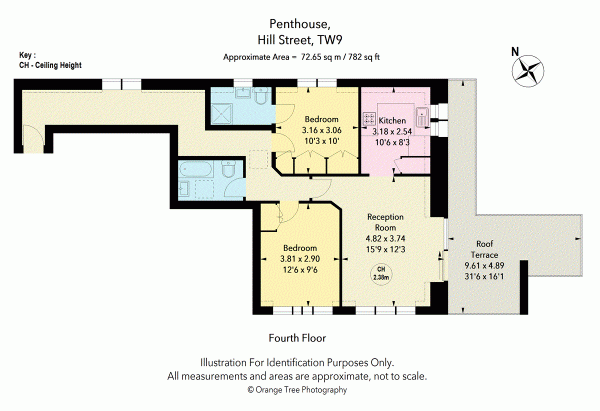 Floor Plan Image for 2 Bedroom Apartment to Rent in Hill Street, Richmond