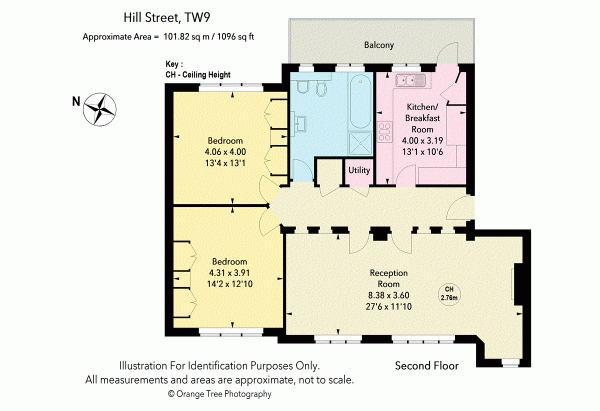 Floor Plan for 2 Bedroom Apartment to Rent in Richmond Town, TW9, 1TW - £750 pw | £3250 pcm